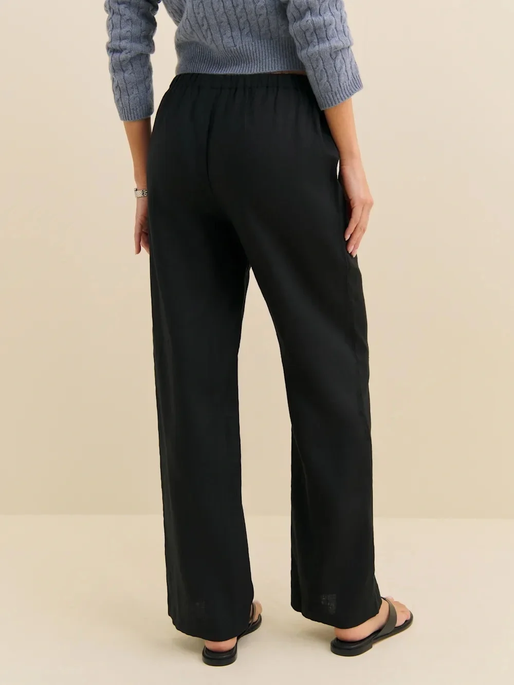 Reformation Olina Linen Pant in Black
